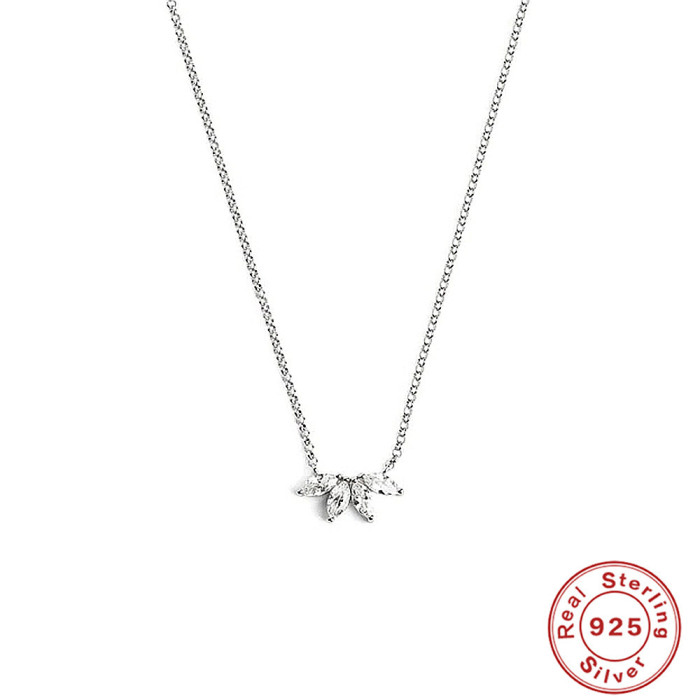 S9253 Sterling Silver Petal Marquise Diamond Inlaid Women's Collarbone Necklace European and American Fashion Ins Style Niche High-end Necklace