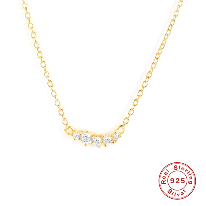 S925 Sterling Silver INS Circle Stone-Inlaid Collarbone Necklace Best-Selling Trendy Fashion Versatile Collarbone A...