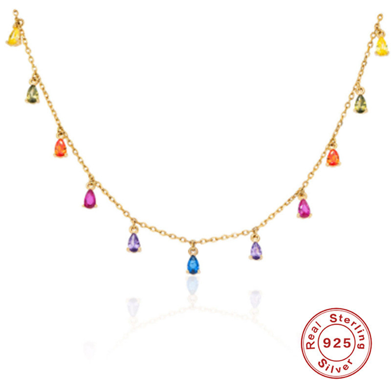 925 Sterling Silver Light Luxury Water Drop Pendant Necklace High-end Jewelry European and American Niche Zircon Clavicle Chain Accessories for Women
