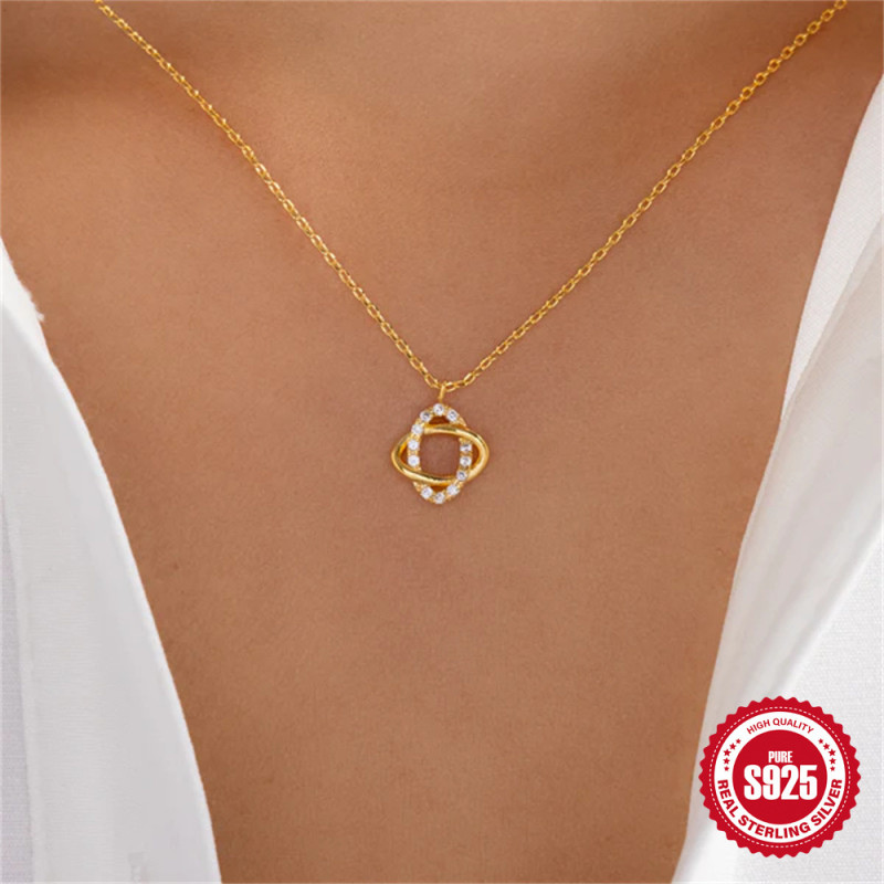 925 Sterling Silver Internet Celebrity New Style Diamond-Encrusted Necklace Japanese and Korean Ins Cold Style Fairy Exquisite Geometric Oval Collarbone Chain