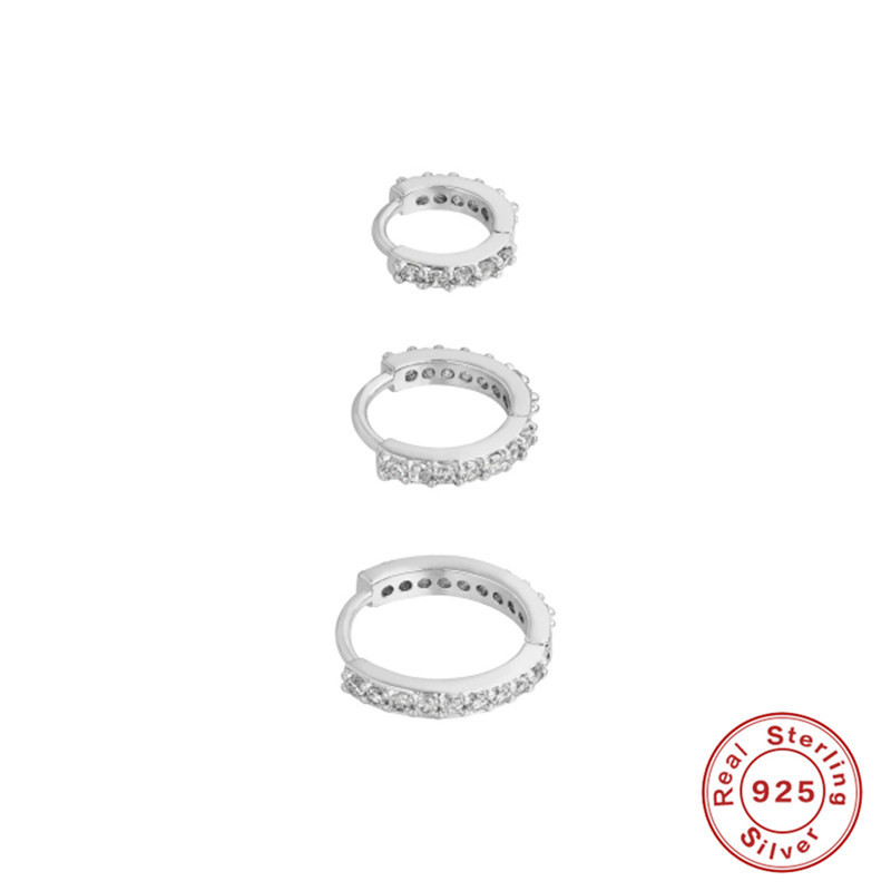 S925 Sterling Silver Multi-size Combination Versatile Diamond-studded Earrings and Ear Clips Set European and American Hot-selling Trendy INS Earrings for Women