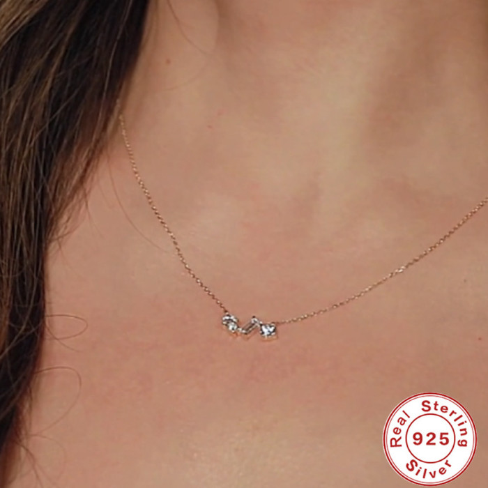 S925 Sterling Silver Ultra Sparkling Zirconia Clavicle Necklace European and American French Style Niche High-end Clavicle Chain Jewelry