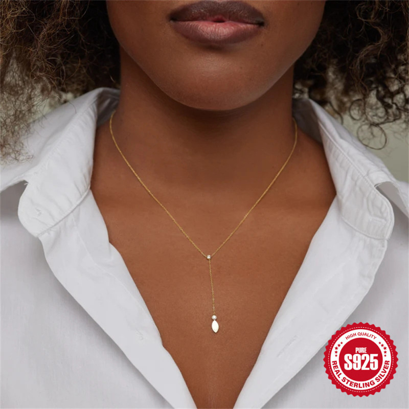 S925 Sterling Silver Water Drop Inlaid Diamond Women's Collarbone Chain European and American Cross-Border Hot-Selling Elegant Niche Design Necklace Accessory