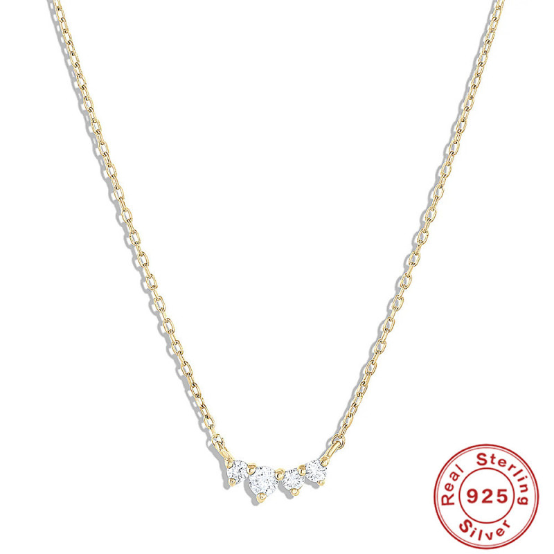 S925 Sterling Silver Classic Single Row Diamond-Encrusted Women's Collarbone Necklace European and American Fashion Simple Ins Style Elegant Necklace