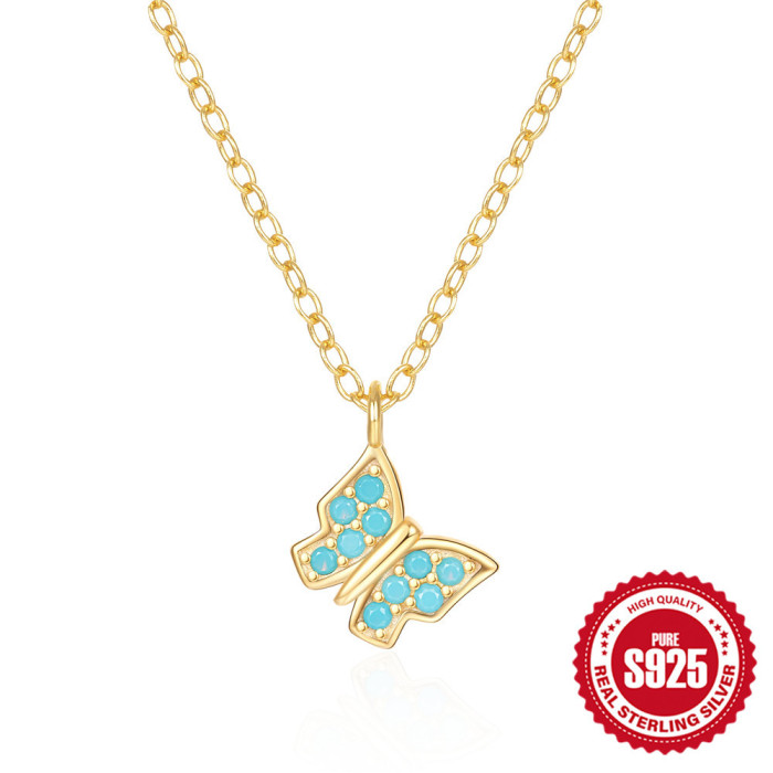 New S925 Sterling Silver Turquoise Sunflower Necklace for Women Korean Niche Style Versatile Fashionable Light Luxury Collarbone Chain