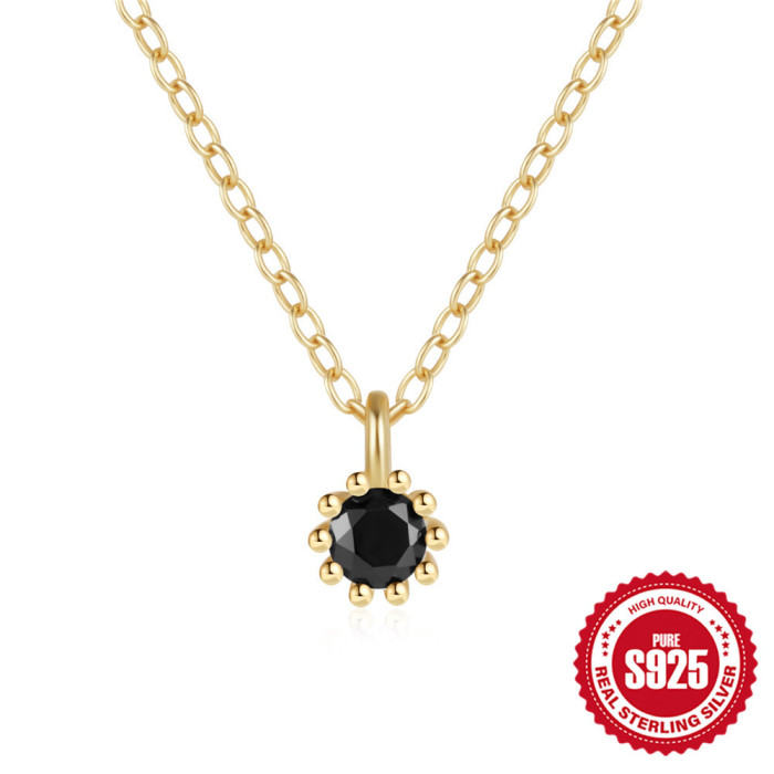 New S925 Sterling Silver Single Diamond Pendant Versatile Fashion Collarbone Chain Korean Style Elegant Niche Design Inlaid Diamond Necklace
