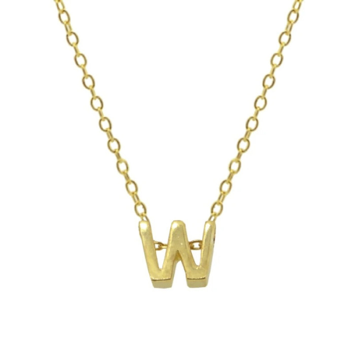 925 Sterling Silver Smooth Surface 26 English Letters Pendant Necklace Bestselling INS Light Luxury Hot-Selling Colla...