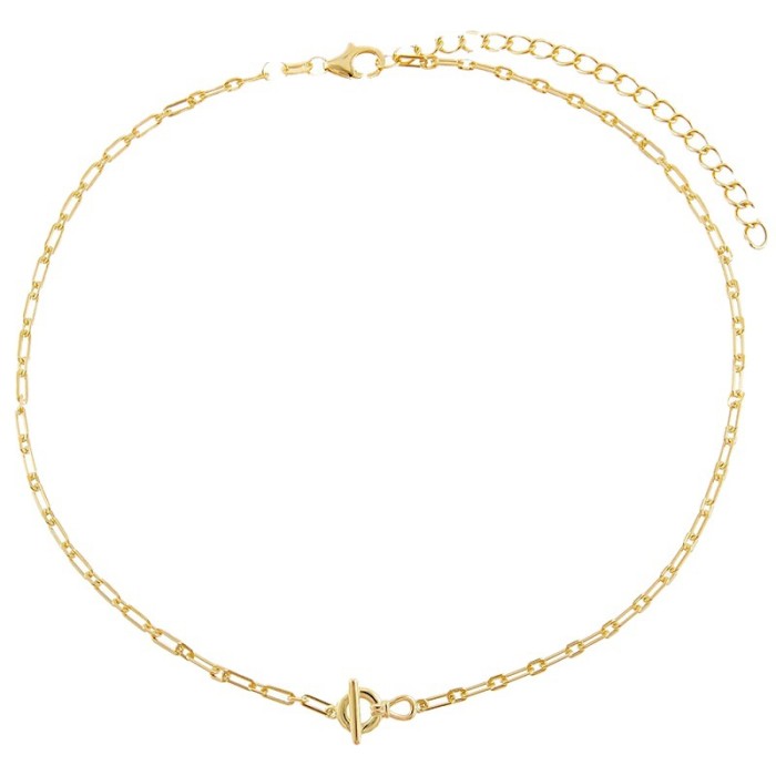 S925 Sterling Silver INS Minimalist One-word OT Buckle Necklace Personality Single-layer Metal Chain Japanese and Korean Internet Celebrity Style Necklace