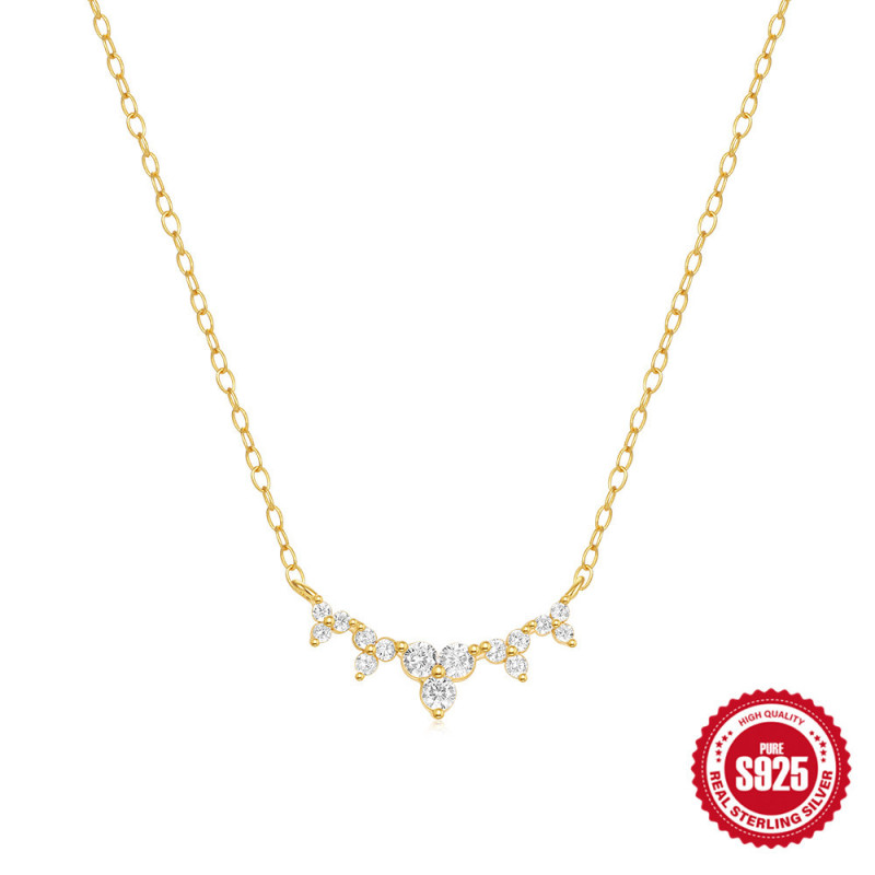 S925 Sterling Silver Layered Three-Piece Diamond-Encrusted Daily Matching Collarbone Necklace European and American Hot-Selling Classic Elegant Necklace