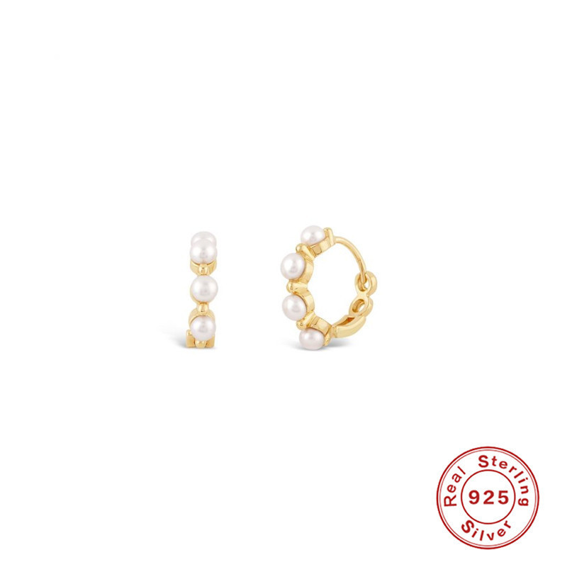S925 Sterling Silver Geometric Prismatic Turquoise Diamond-encrusted Flower Embrace Earrings Ear Hoop Ear Buckle High-end Pearl Ear Jewelry for Women