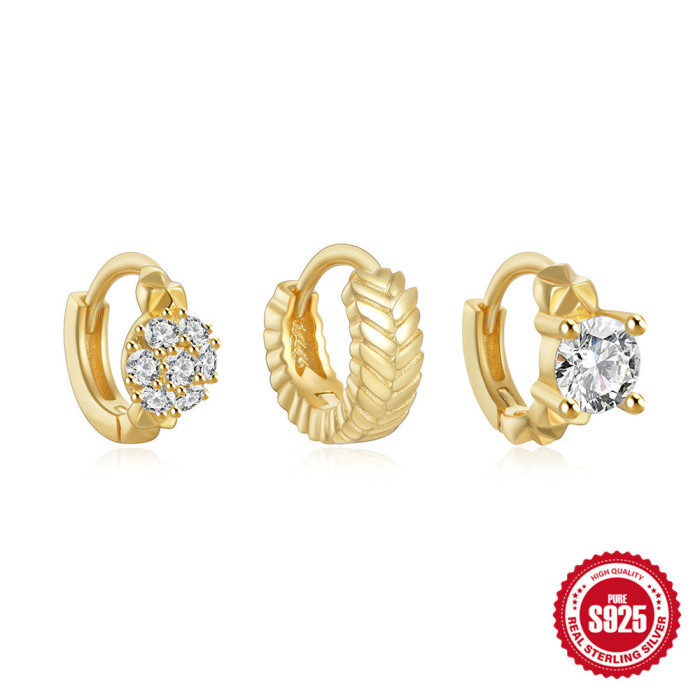 925 Sterling Silver Stone-Studded Exquisite High-End Honeycomb Ear Bone Studs INS Style Irregular Ball-Shaped Small...