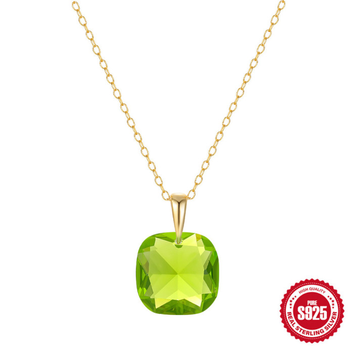 S925 Sterling Silver Luxurious Ultra Sparkling Crystal Pendant Stone-Inlaid Collarbone Necklace Hot-Selling French...