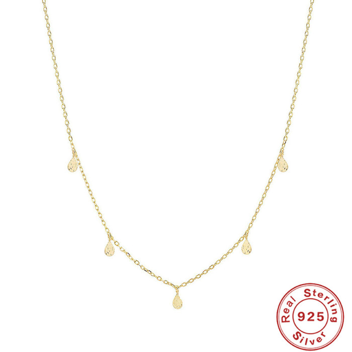 S925 Sterling Silver Water Drop Layered Daily Wear Women's Collarbone Chain Korean and Japanese Style Exquisite Light...