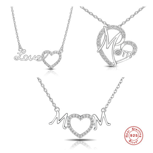 S925 Sterling Silver INS Style Interlocking Heart Mother's Day Gift Necklace Korean and Japanese Style Versatile Women's Collarbone Necklace