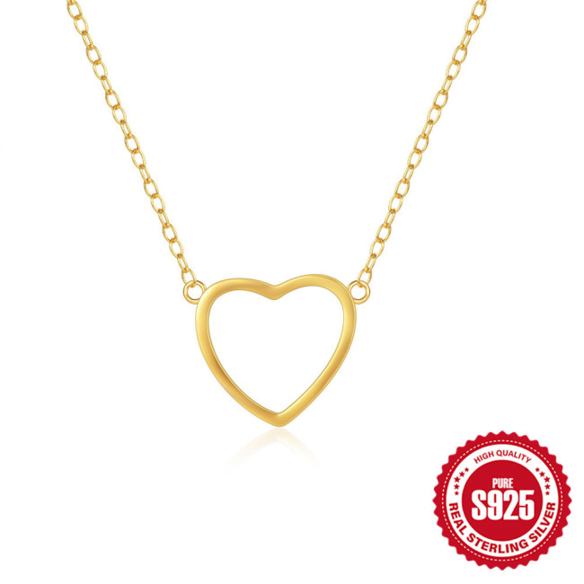 S925 Sterling Silver Classic INS Minimalist Smooth Heart Women's Collarbone Necklace Japanese and Korean Niche Design Collarbone Chain