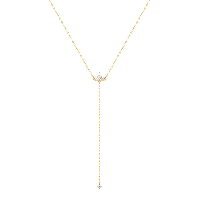 S925 Sterling Silver Inlaid Diamond Geometric Y-shaped Trendy Collarbone Necklace AliExpress Hot-selling Kite-shaped Zircon Super Sparkling Necklace