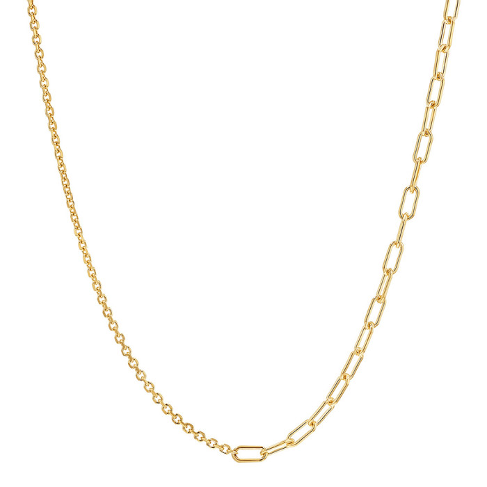 S925 Sterling Silver Asymmetric Design Big and Small Chain Basic Chain European and American fashion Wear Ins Trendy Collarbone Necklace