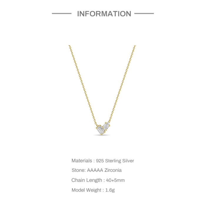 S925 Sterling Silver Ultra Sparkling Diamond-Studded Exquisite Mixed Pear-Cut Zircon Necklace European and American Hot-Selling INS Style Collarbone Chain
