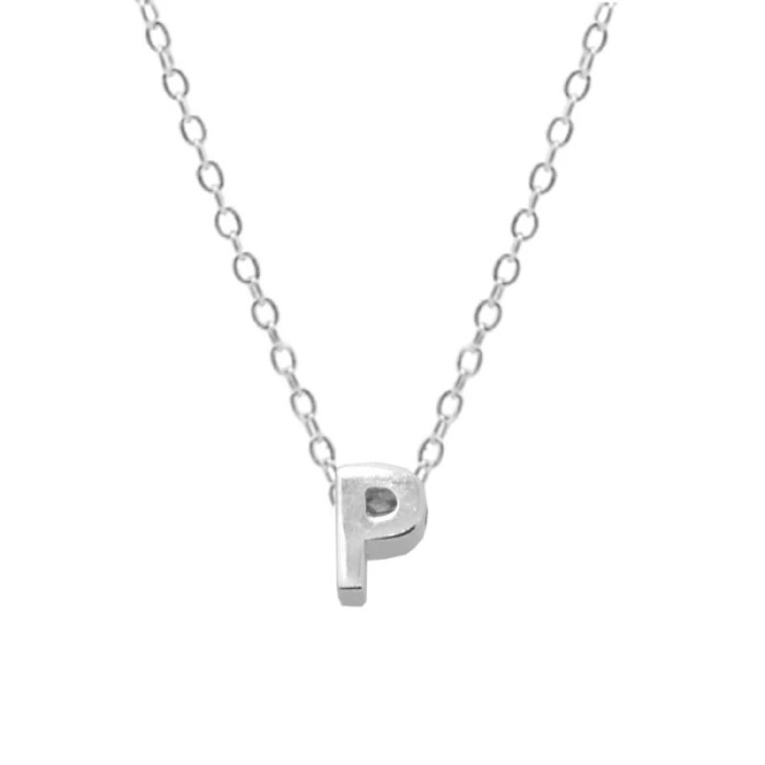 925 Sterling Silver Smooth Surface 26 English Letters Pendant Necklace Bestselling INS Light Luxury Hot-Selling Colla...