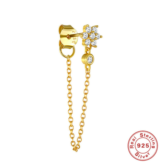 S925 Sterling Silver Chain Earrings Amazon Hot Selling Creative Simple Retro Elegant Design Sense Stud Earrings for W...