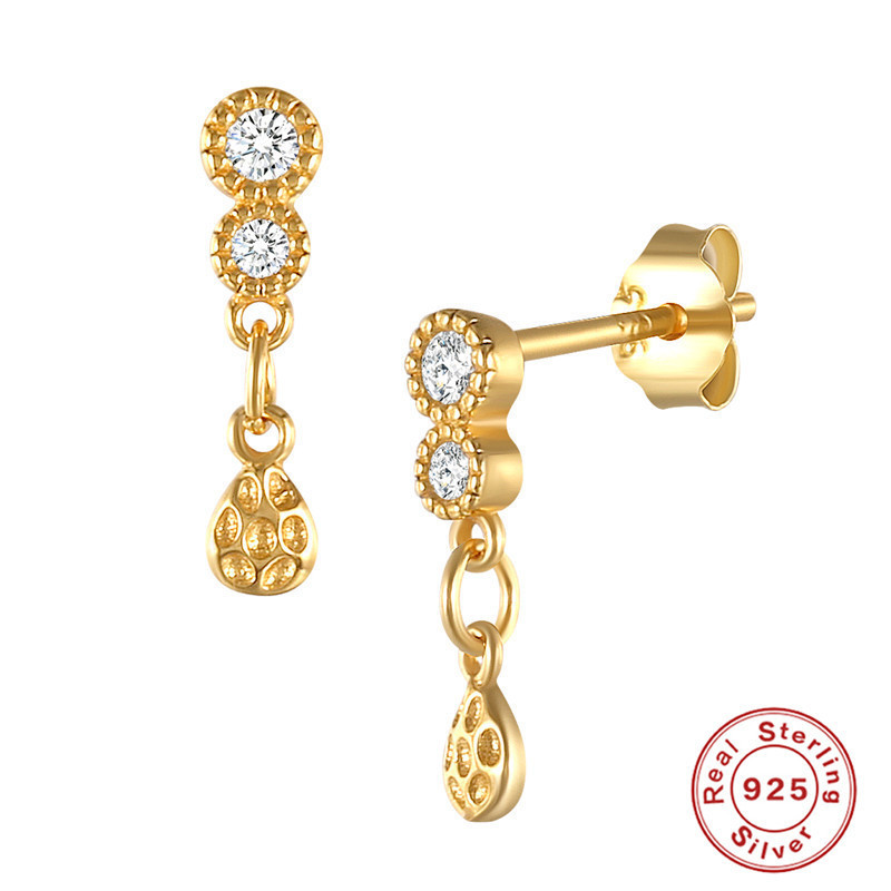 European and American Cross-Border Hot-Selling S925 Sterling Silver Earrings INS Style Minimalist Versatile CHIC Style Circle Zircon Stud Earrings