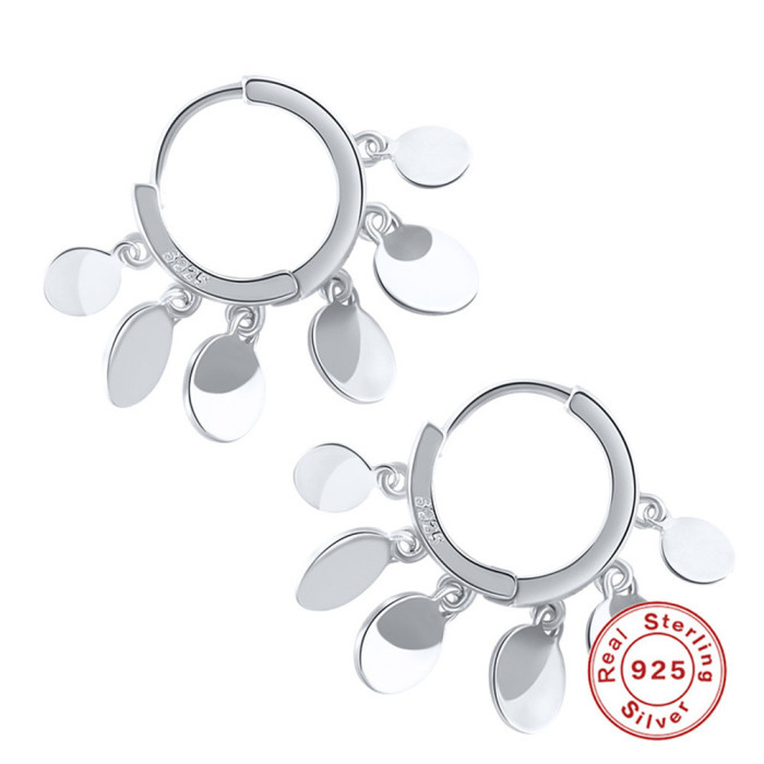 S925 Sterling Silver Round Tassel Earrings INS Style Internet Celebrity Design Sense Ear Clips Simple Fashion Persona...