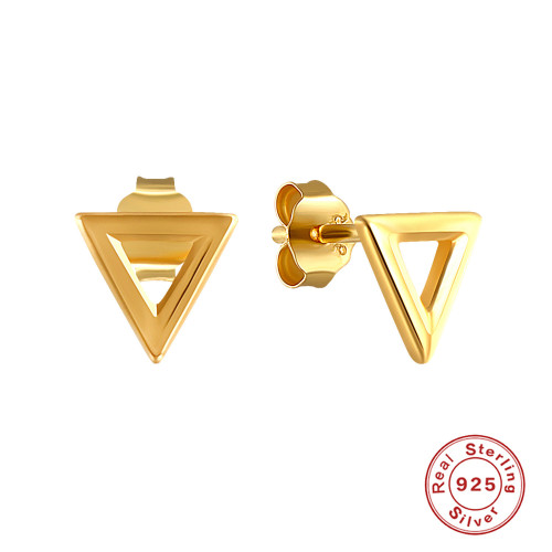 Amazon Hot-Selling Simple Geometric Hollow Design Triangle Earrings Trendy Ins Style S925 Sterling Silver Earrings Jewelry