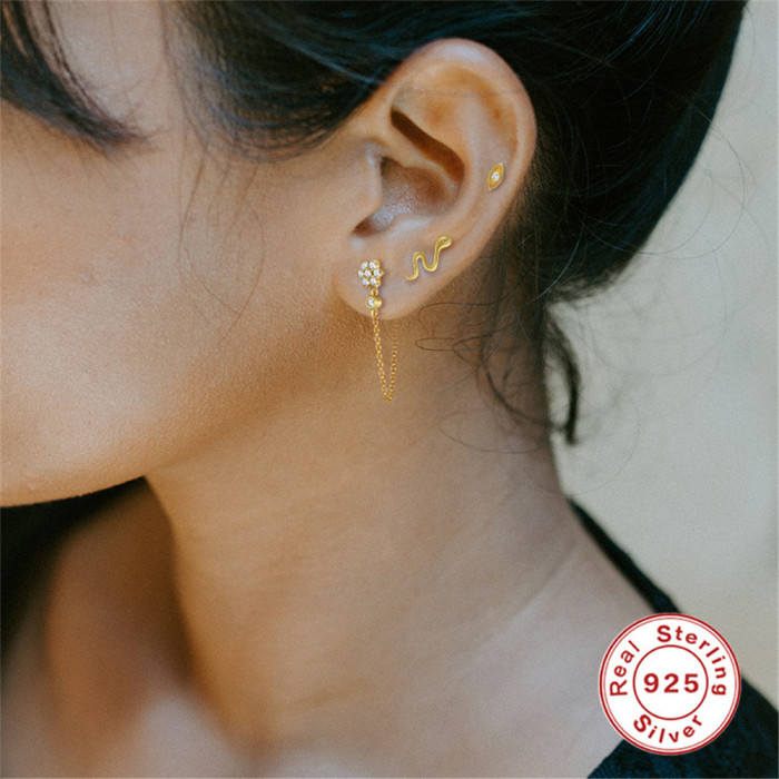 S925 Sterling Silver Fun Little Snake Earrings Hot Selling Creative Simple INS Trendy Earrings Jewelry