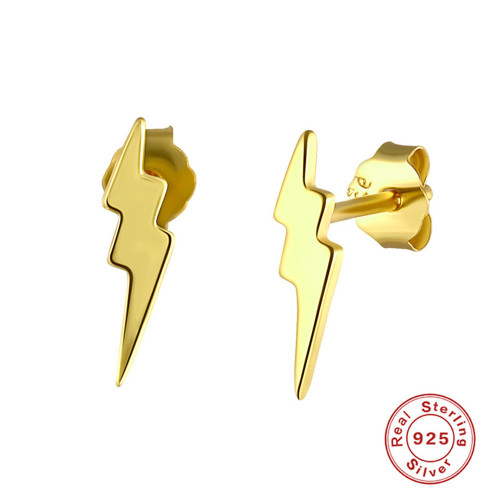 S925 Sterling Silver INS Style Lightning Trendy Earrings European and American Simple Versatile Fashion Creative Geometric Earrings Jewelry
