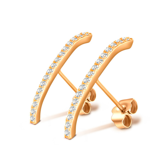 S925 Sterling Silver Single Row Stone Stud Earrings Creative Fashion Trendy Earrings Hoops Exclusive for Women