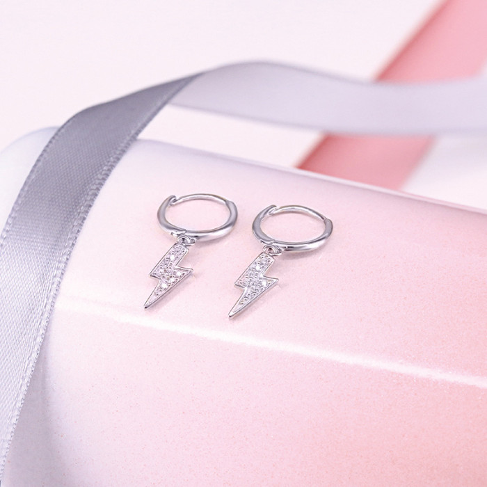 Amazon Bestselling S925 Sterling Silver Diamond-Encrusted Lightning Earrings Fashion Trendy INS Personality Versatile Ear Cuffs Earrings for Women