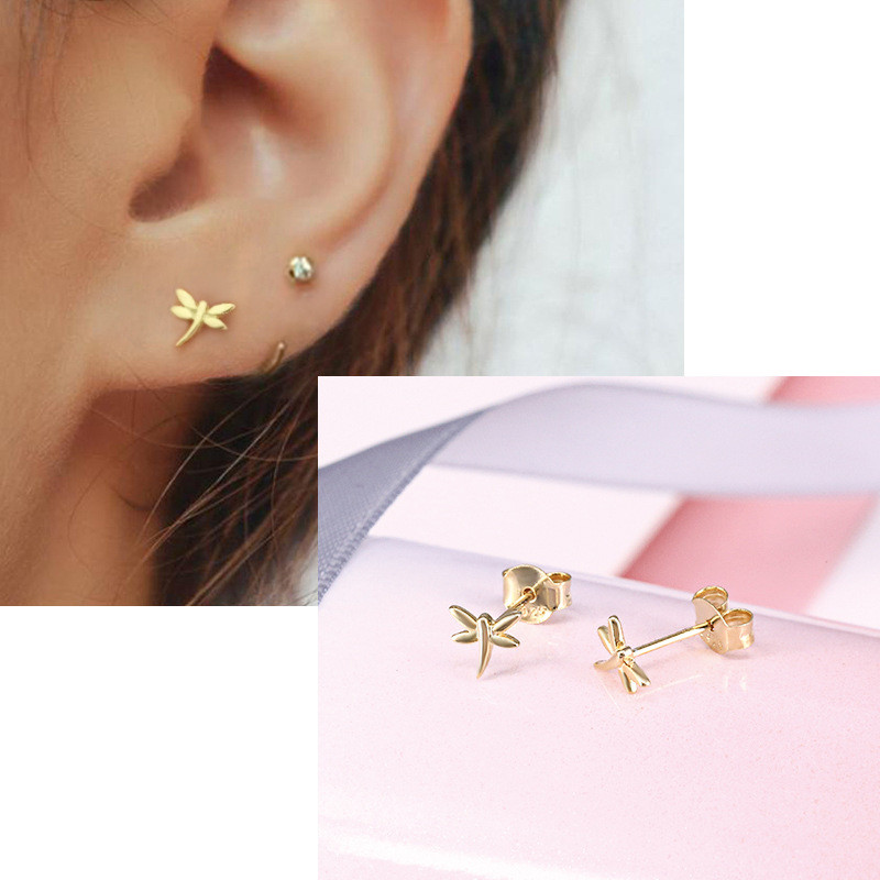 New S925 Sterling Silver Dragonfly Earrings Korean and Japanese Fashion Simple Light Luxury INS Style Women's Earrings Factory Direct Sale