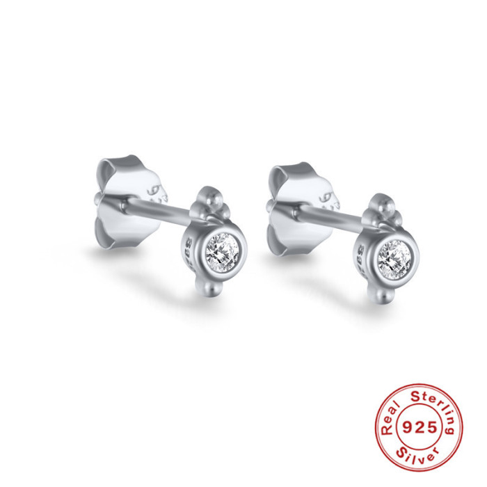 S925 Sterling Silver Gold Plated Earrings Geometric Zircon Inlaid Personality Lighting Design Stud Earrings AliExpres...