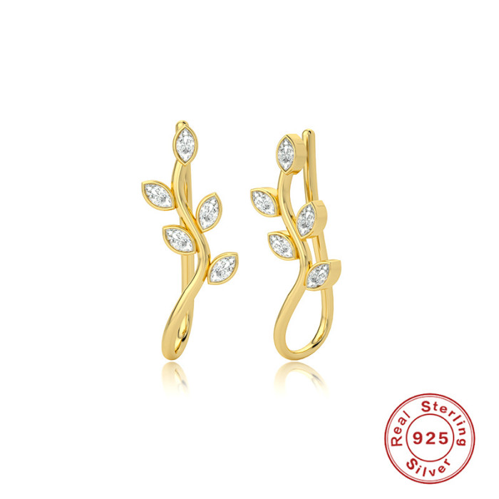 S925 Sterling Silver Personality Simple Tree Branch Earrings European and American Fashion Trend Ear Clips Creative INS Style Earrings