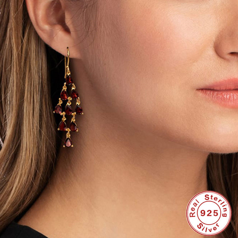 S925 Sterling Silver Tassel Diamond Earrings INS Style Creative Pendant Earrings European and American Luxury Temperament Best-Selling Accessories for Women