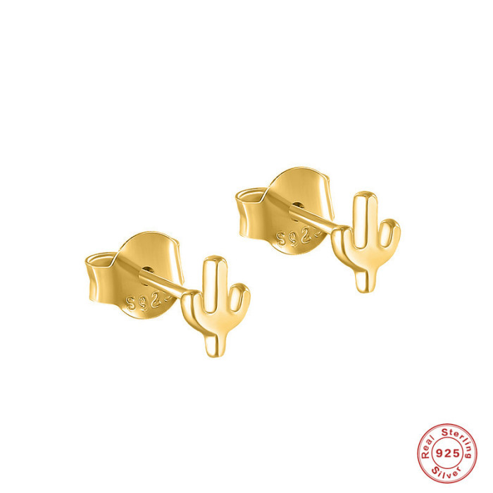 S925 Sterling Silver Cactus Earrings Hot Selling Fashion Simple Creative Ins Style Earrings Jewelry Factory Direct Sale