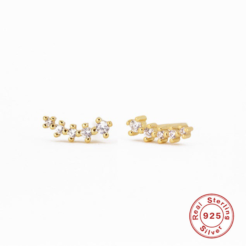 S925 Sterling Silver INS Single Row Small and Large Diamond Stud Earrings European and American Hot Sale Minimalist Personality Creative Women's Earrings Jewelry