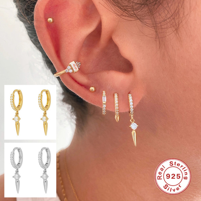 S925 Sterling Silver Baroque Style Cross Earrings French Light Luxury European and American Style Design INS Style Earrings