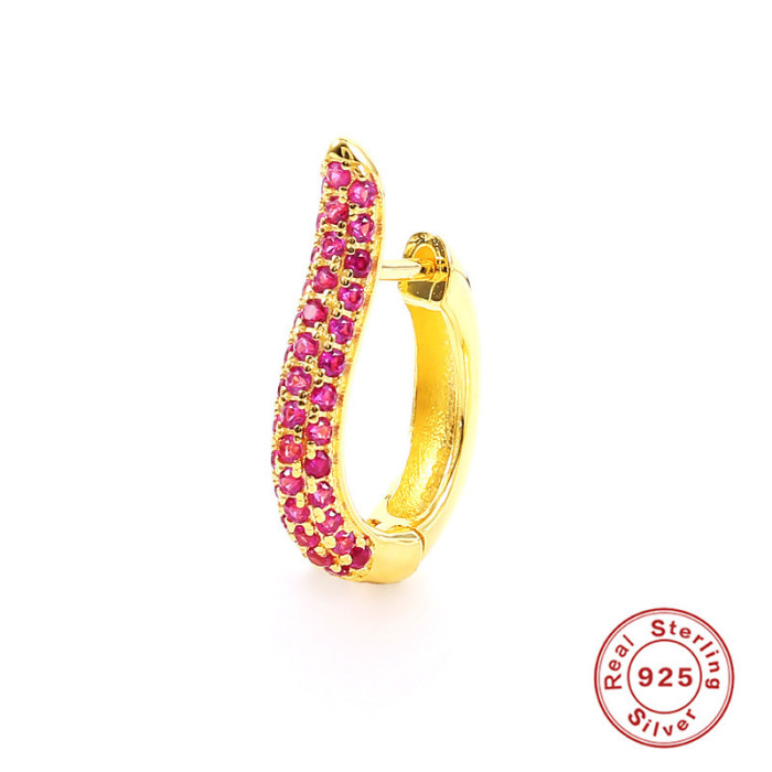 S925 Sterling Silver Coco Pierced U-shaped Single Earring Cross-border Inlaid with Diamonds Light Luxury Versatile INS Style Earrings Ear Clips Ear Jewelry