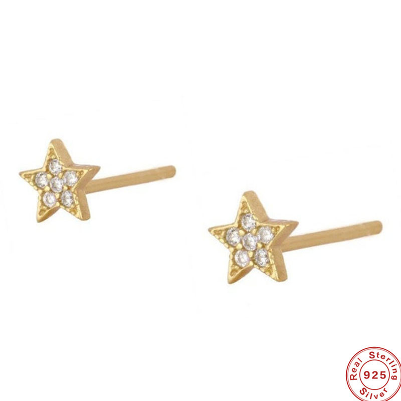 S925 Sterling Silver Mini Diamond-Studded Five-Pointed Star Earrings European and American Hot-Selling Creative Fashion Starfish Diamond-Studded Earrings