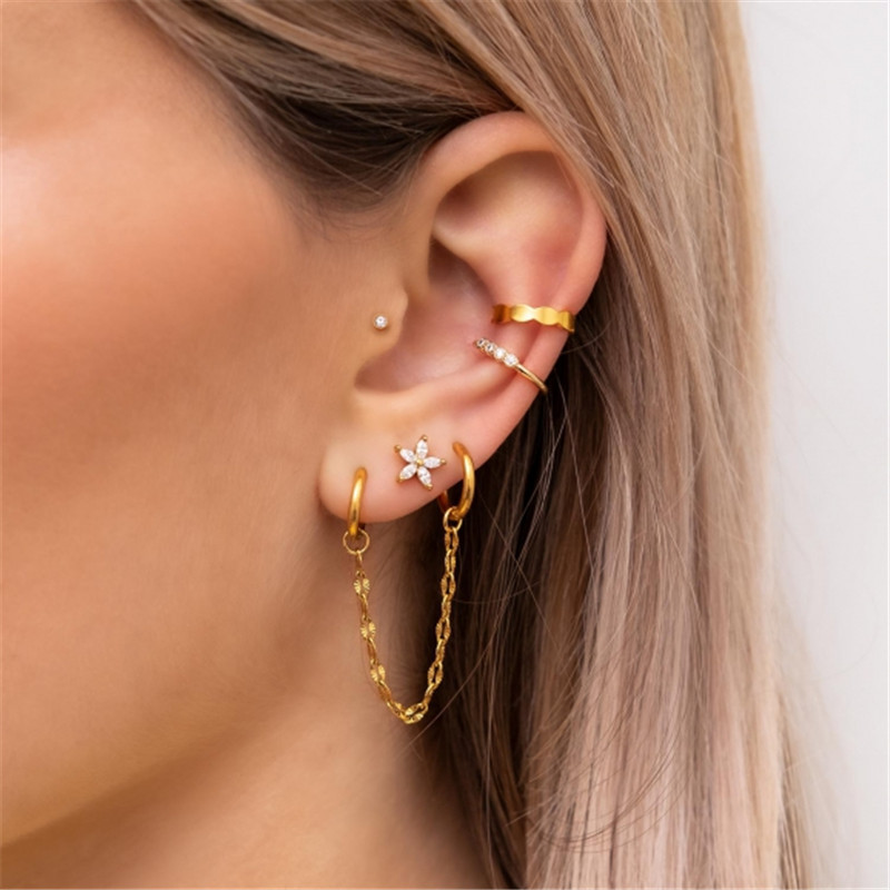 S925 Sterling Silver Drop Handcuff Chain Earrings Ear Thread Earrings European and American Creative Hot Selling Cold Style INS Earrings for Women