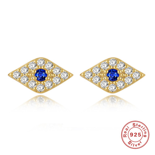European and American Cross-Border S925 Sterling Silver Devil's Eye Earrings Trendy Personality Temperament Versatile Earrings Eye Diamond-Studded Ear Jewelry