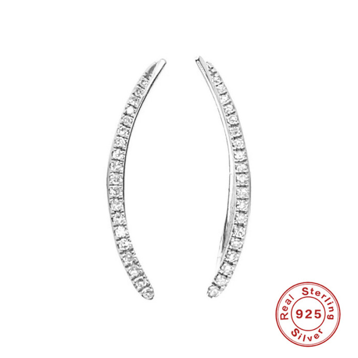 S925 Sterling Silver Diamond Scimitar Personality Earrings Studs European and American Cross-Border Hot Selling Creative INS Minimalist Style Earrings