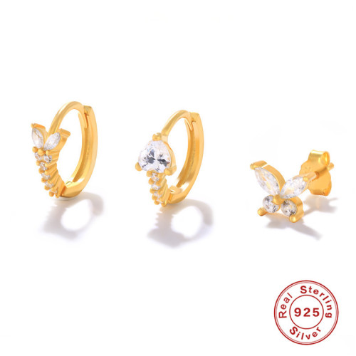 S925 Sterling Silver Marquise Diamond Luxury High-end Hoop Earrings Stud Earrings Jewelry Set Internet Celebrity Street Style Hoop Earrings INS Earrings