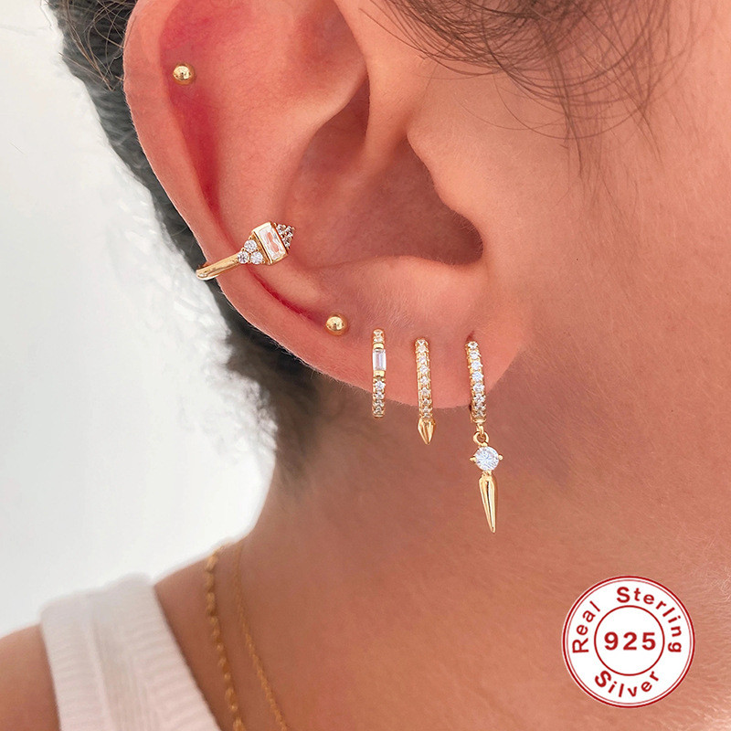 S925 Sterling Silver Baroque Style Cross Earrings French Light Luxury European and American Style Design INS Style Earrings