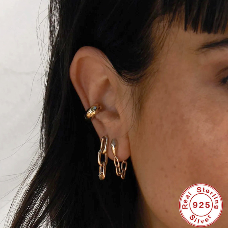 S925 Sterling Silver Personality Chain Snake Earrings Ear Thread Earrings European and American Hot Selling Trendy INS Minimalist Style Earrings