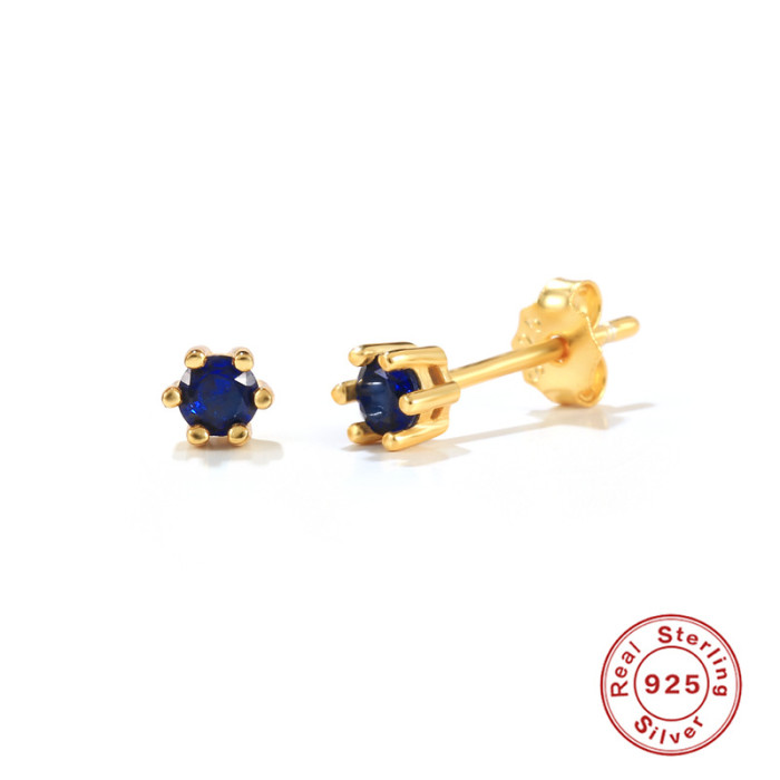 S925 Sterling Silver INS Style Geometric Inlaid Zircon Earrings Best-Selling Fashion Trend Creative Earrings