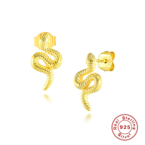 S925 Sterling Silver Minimalist Snake Earrings European and American Hot-Selling INS Personality Creative Small Snake Earrings