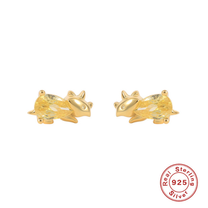 S925 Sterling Silver Tropical Forest Small Animal Stud Earrings Fashion Hot Selling Simple Versatile INS Style Earrings