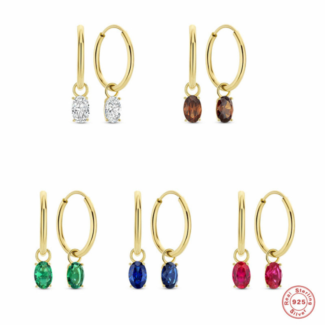 S925 Sterling Silver INS Minimalist Smooth Hoop Earrings with Diamonds, Popular in Europe and America, Cool Exaggerated Cold Style Ear Cuffs and Ear Jewelry